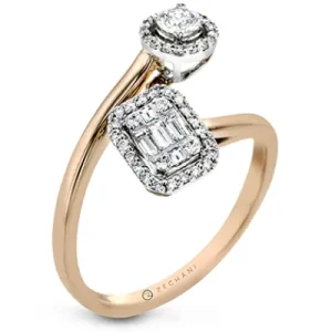 Zeghani ZR1892 Right Hand Ring in 14k Gold with Diamonds