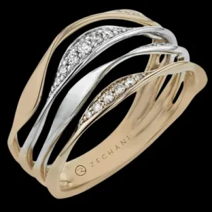 Zeghani ZR1585 Right Hand Ring in 14k Gold with Diamonds