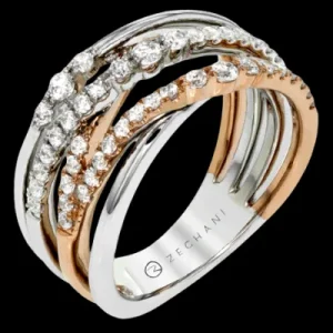 Zeghani ZR1467 Right Hand Ring in 14k Gold with Diamonds