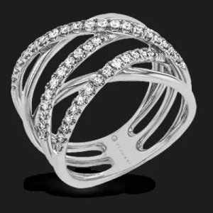 Zeghani ZR1612 Right Hand Ring in 14k Gold with Diamonds