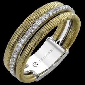 Zeghani ZR2430 Right Hand Ring in 14k Gold with Diamonds