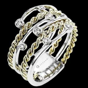 Zeghani ZR2340 Right Hand Ring in 14k Gold with Diamonds