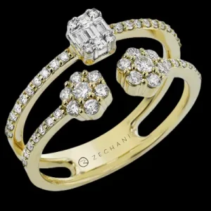 Zeghani ZR2437 Right Hand Ring in 14k Gold with Diamonds