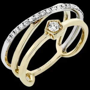 Zeghani ZR1702 Right Hand Ring in 14k Gold with Diamonds