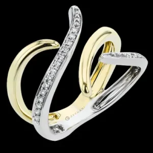 Zeghani ZR2200 Right Hand Ring in 14k Gold with Diamonds