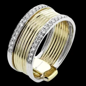 Zeghani ZR2354 Right Hand Ring in 14k Gold with Diamonds