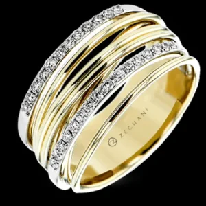 Zeghani ZR2356 Right Hand Ring in 14k Gold with Diamonds