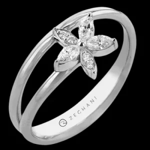 Zeghani ZR2445 Right Hand Ring in 14k Gold with Diamonds