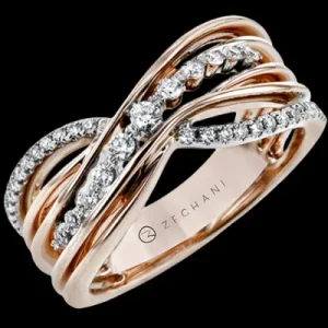 Zeghani ZR2042 Right Hand Ring in 14k Gold with Diamonds