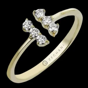 Zeghani ZR2447 Right Hand Ring in 14k Gold with Diamonds