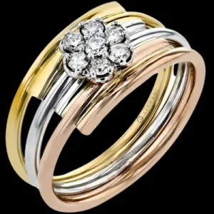 Zeghani ZR2044 Right Hand Ring in 14k Gold with Diamonds