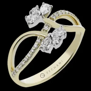 Zeghani ZR2449 Right Hand Ring in 14k Gold with Diamonds