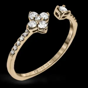 Zeghani ZR1866 Right Hand Ring in 14k Gold with Diamonds