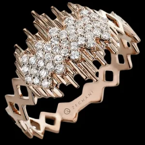 Zeghani ZR2479 Right Hand Ring in 14k Gold with Diamonds