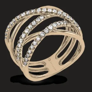 Zeghani ZR1612 Right Hand Ring in 14k Gold with Diamonds