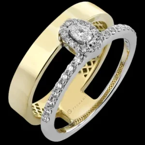 Zeghani ZR2396 Right Hand Ring in 14k Gold with Diamonds