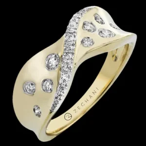 Zeghani ZR2498 Right Hand Ring in 14k Gold with Diamonds