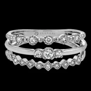 Zeghani ZR1865 Right Hand Ring in 14k Gold with Diamonds
