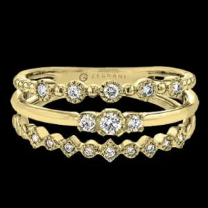 Zeghani ZR1865 Right Hand Ring in 14k Gold with Diamonds