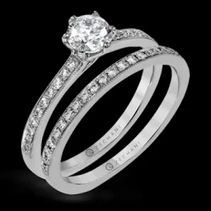 Zeghani ZR1529 Wedding Set in 14k Gold with Diamonds