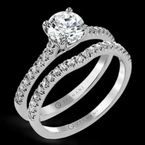 Zeghani ZR1517 Wedding Set in 14k Gold with Diamonds