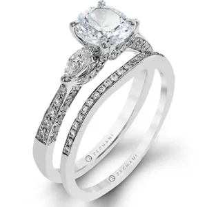 Zeghani ZR1228 Wedding Set in 14k Gold with Diamonds