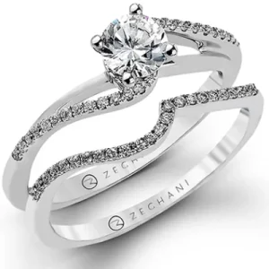 Zeghani ZR982 Wedding Set in 14k Gold with Diamonds