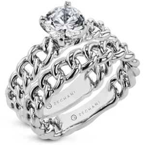 Zeghani ZR1901 Wedding Set in 14k Gold with Diamonds