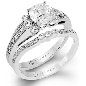 Zeghani ZR1336 Wedding Set in 14k Gold with Diamonds