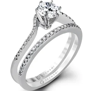Zeghani ZR1174 Wedding Set in 14k Gold with Diamonds