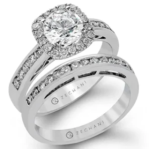Zeghani ZR960 Wedding Set in 14k Gold with Diamonds