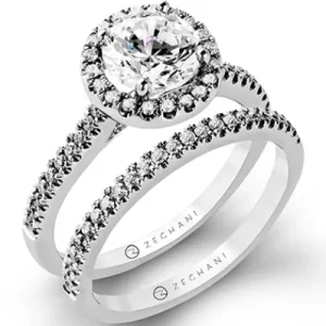 Zeghani ZR498 Wedding Set in 14k Gold with Diamonds