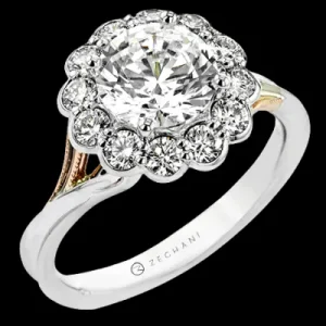 Zeghani ZR2346 Wedding Set in 14k Gold with Diamonds