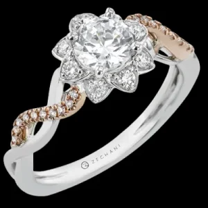 Zeghani ZR2341 Wedding Set in 14k Gold with Diamonds