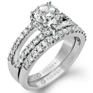 Zeghani ZR461 Wedding Set in 14k Gold with Diamonds