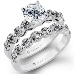 Zeghani ZR868 Wedding Set in 14k Gold with Diamonds