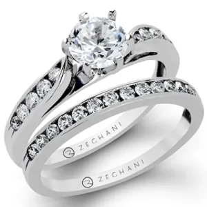 Zeghani ZR398 Wedding Set in 14k Gold with Diamonds