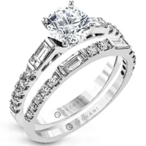 Zeghani ZR1602 Wedding Set in 14k Gold with Diamonds