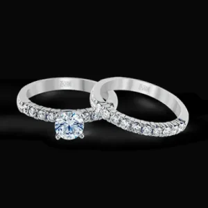 Zeghani ZR96 Wedding Set in 14k Gold with Diamonds