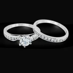 Zeghani ZR398 Wedding Set in 14k Gold with Diamonds