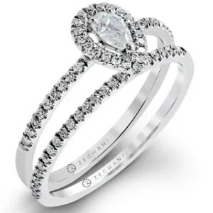 Zeghani ZR957 Wedding Set in 14k Gold with Diamonds