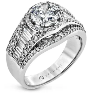 Zeghani ZR800-A Engagement Ring in 14k Gold with Diamonds